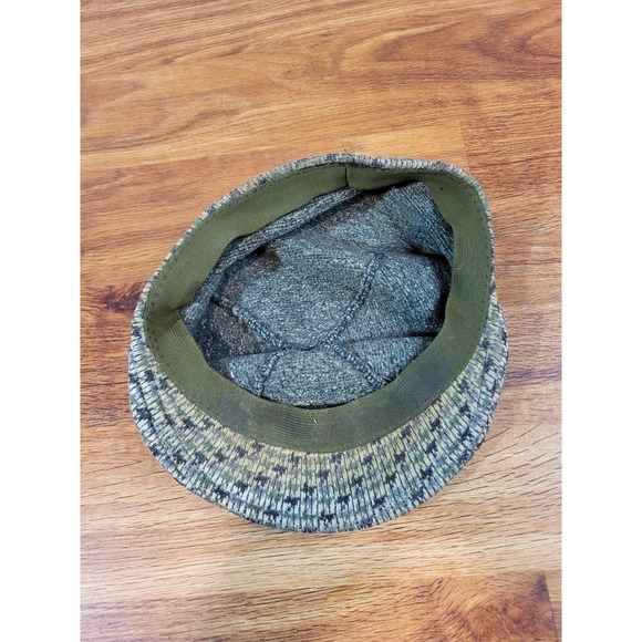 Vintage Houndstooth Green Tan Newsboy Cap Hat Unbranded - Picture 2 of 2